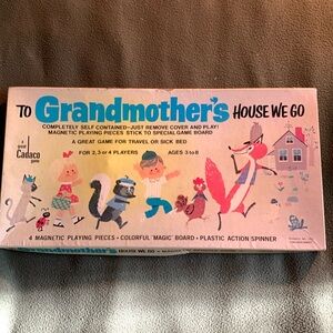 Vintage Cadaco “To Grandmothers House We Go” board game.  All pieces there.